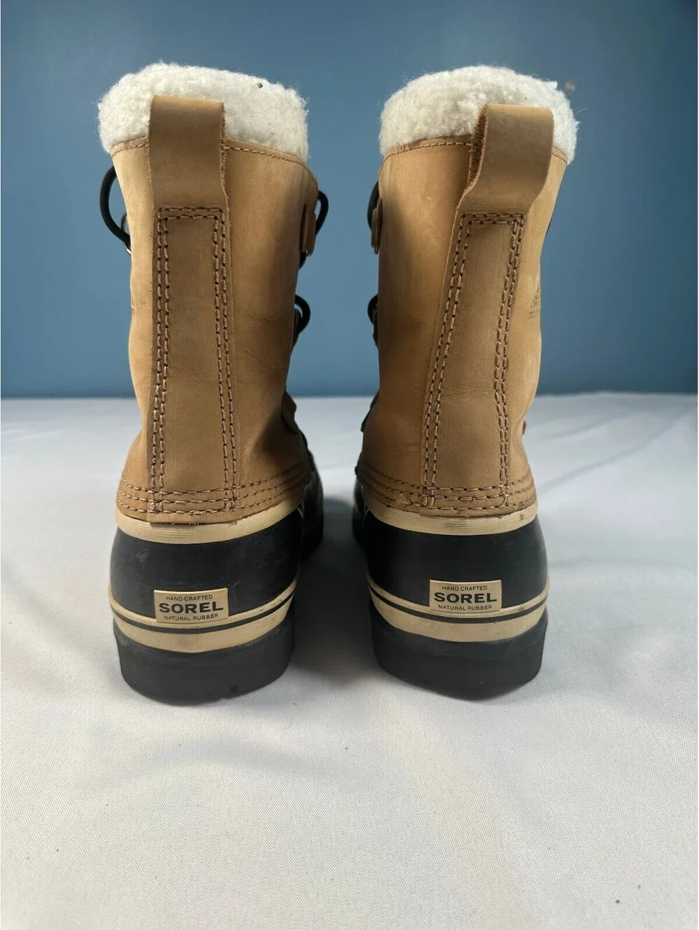 Sorel Caribou Waterproof Winter Snow Boots Buff Tan Nubuck Leather Women's Size7